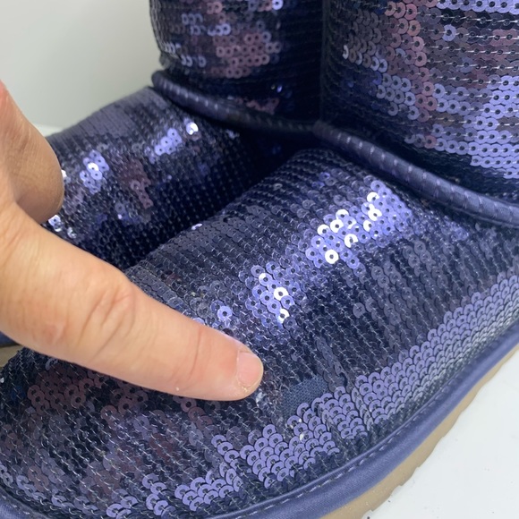 Ugg Perfect Soft Purple Mid Calf Sheepskin Sequin Fur Lined Boots - Picture 6 of 12